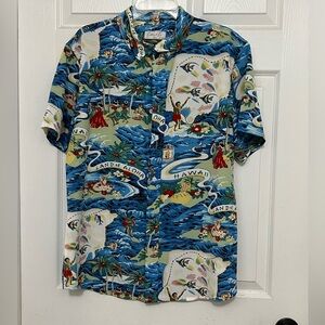 Cotton & Co Hawaii Island Hawaiian Short Sleeve Shirt Button Up Men Large